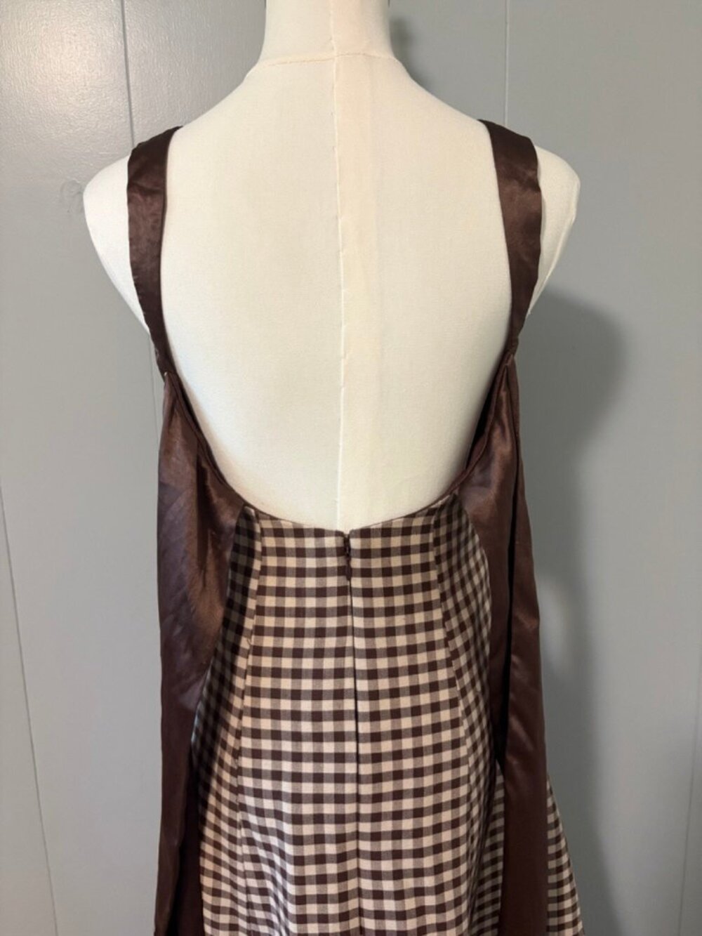 Couper Margaret Gingham Tie Back Gown Cotton Romantic Cottagecore Wedding Guest - Picture 12 of 16
